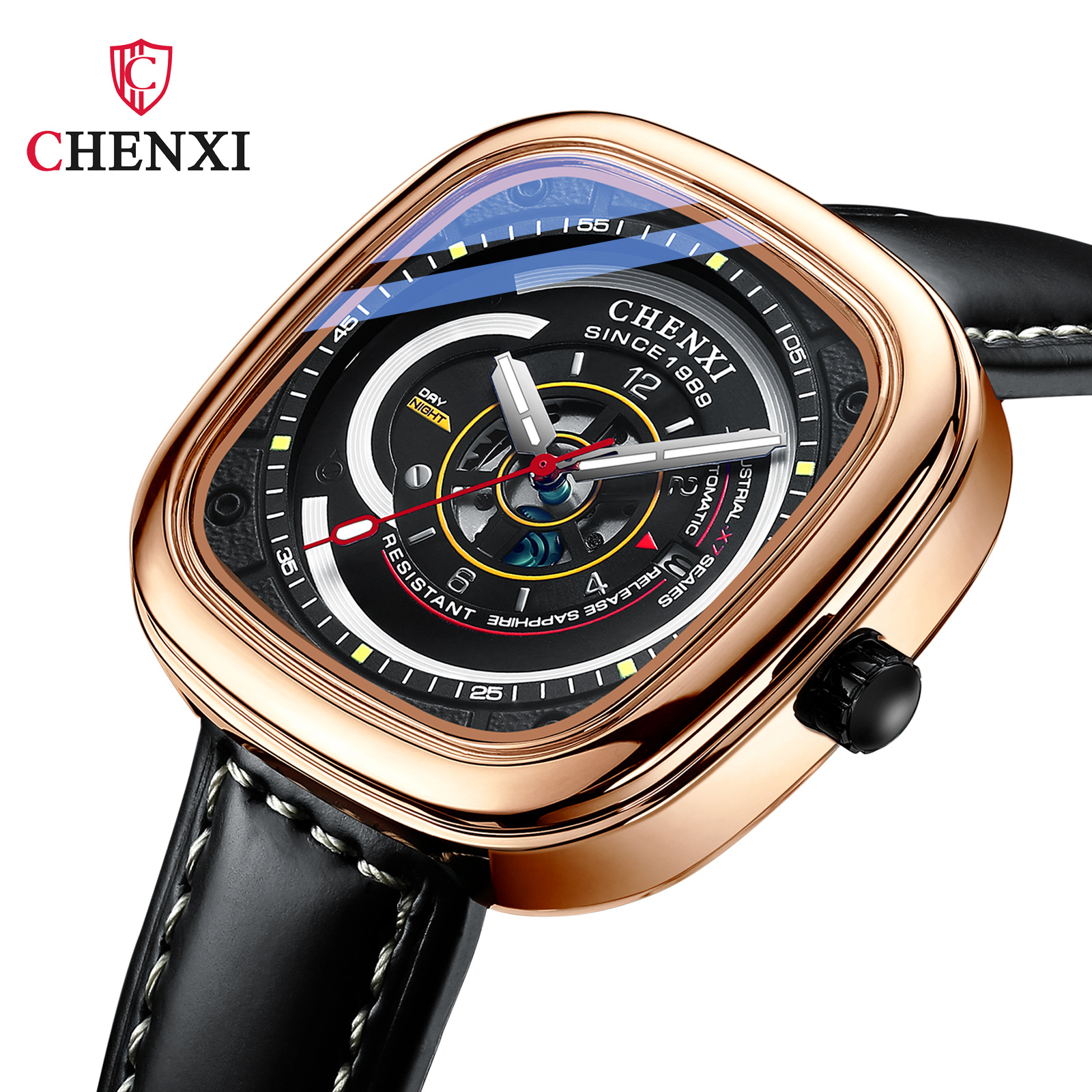 chenxi/晨曦男士方形手表七个星期五同款时尚潮流夜光防水石英表