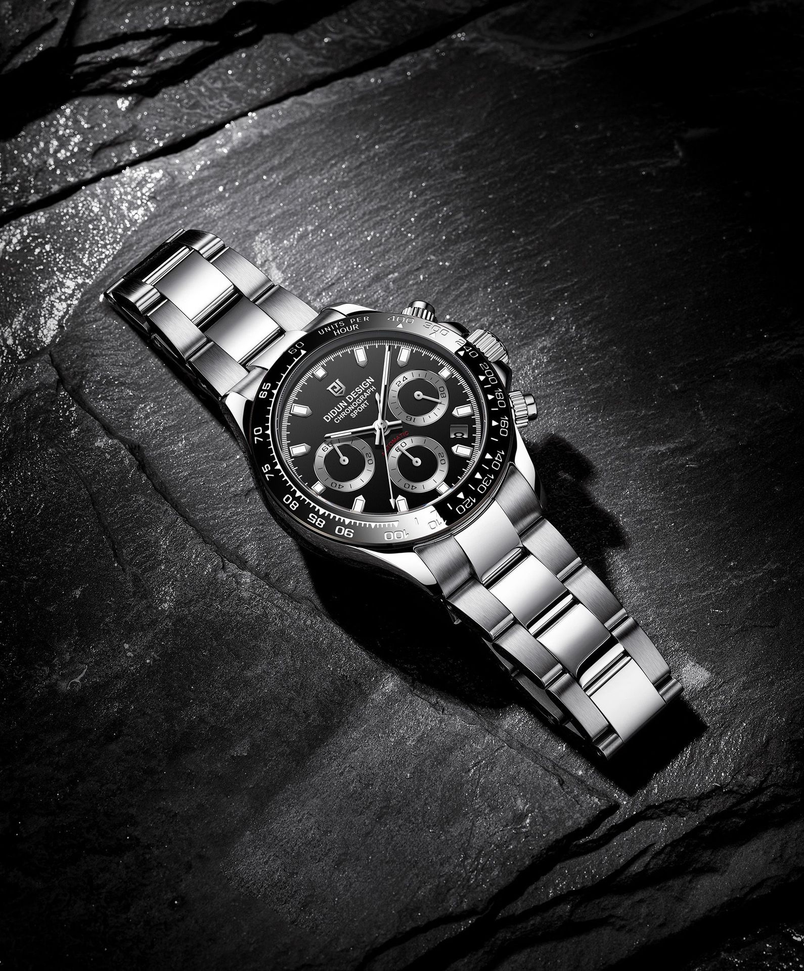 迪顿商务机械表男士多功能夜光防水不锈钢机械男表一件代发