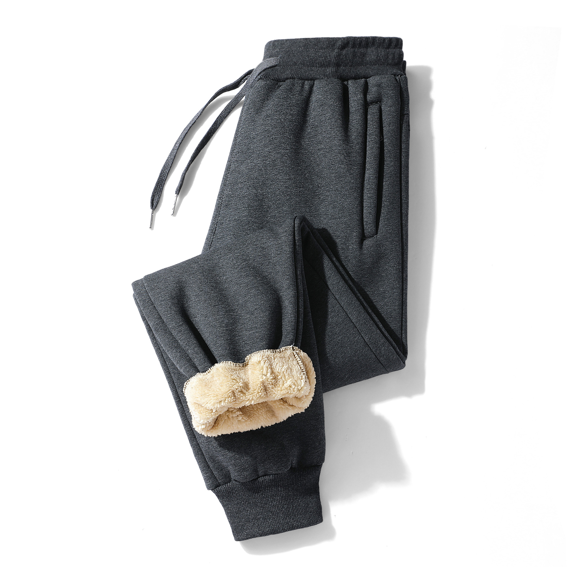 加绒加厚休闲裤男冬季羊羔绒长裤保暖直筒裤大码金丝绒男裤