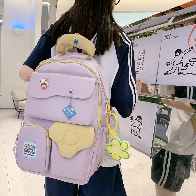 Schoolbag Female Ins Cute High School Junior High School Student Large Capacity Versatile Backpack Primary School Student Simple and Fresh Backpack