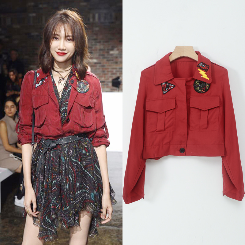 [特价]李斯羽同款2021春季新款酒红衬衫上衣 印花雪纺连衣裙套装