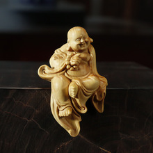 黄杨木雕弥勒佛摆件手把件木质笑佛中式家居客厅玄关店铺供奉收藏