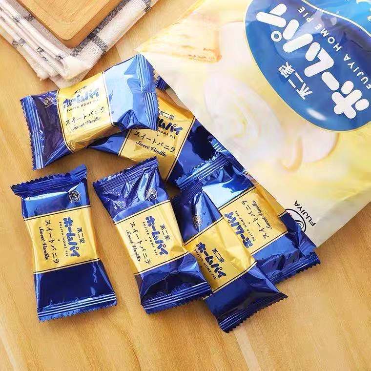 日本进口fujiya不二家微甜香草味蝴蝶派千层酥饼干网红零食15袋入