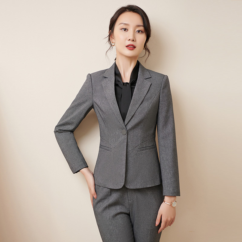 春装新款职业女韩版气质通勤百搭一粒扣修身西服套装销售工作服