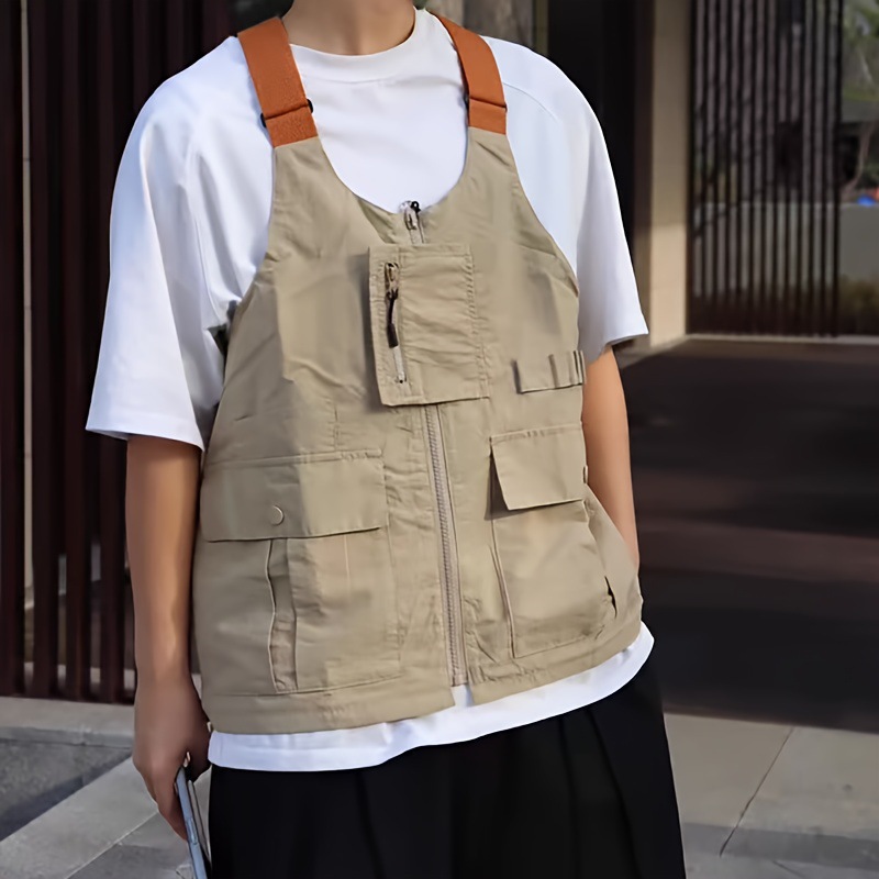 美式复古可变单肩挎包多功能两用马甲男女休闲帅气露营垂钓外套潮