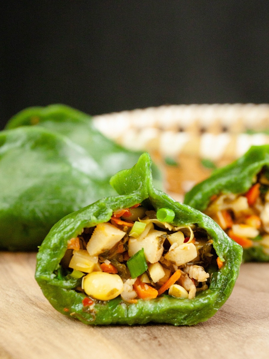 浙江衢州清明果粿粑艾草青团菜馅辣味米馃果艾饺糯米糍早餐半成品