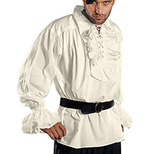 中世纪复古绑带衬衫男 欧美复古蓬蓬袖上衣宫廷风舞台话剧表演服