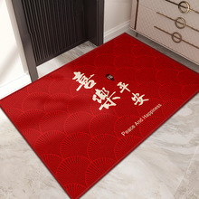 新中式红色入户门垫喜庆吸水脚垫家用玄关除砂刮泥圈绒地垫可代发