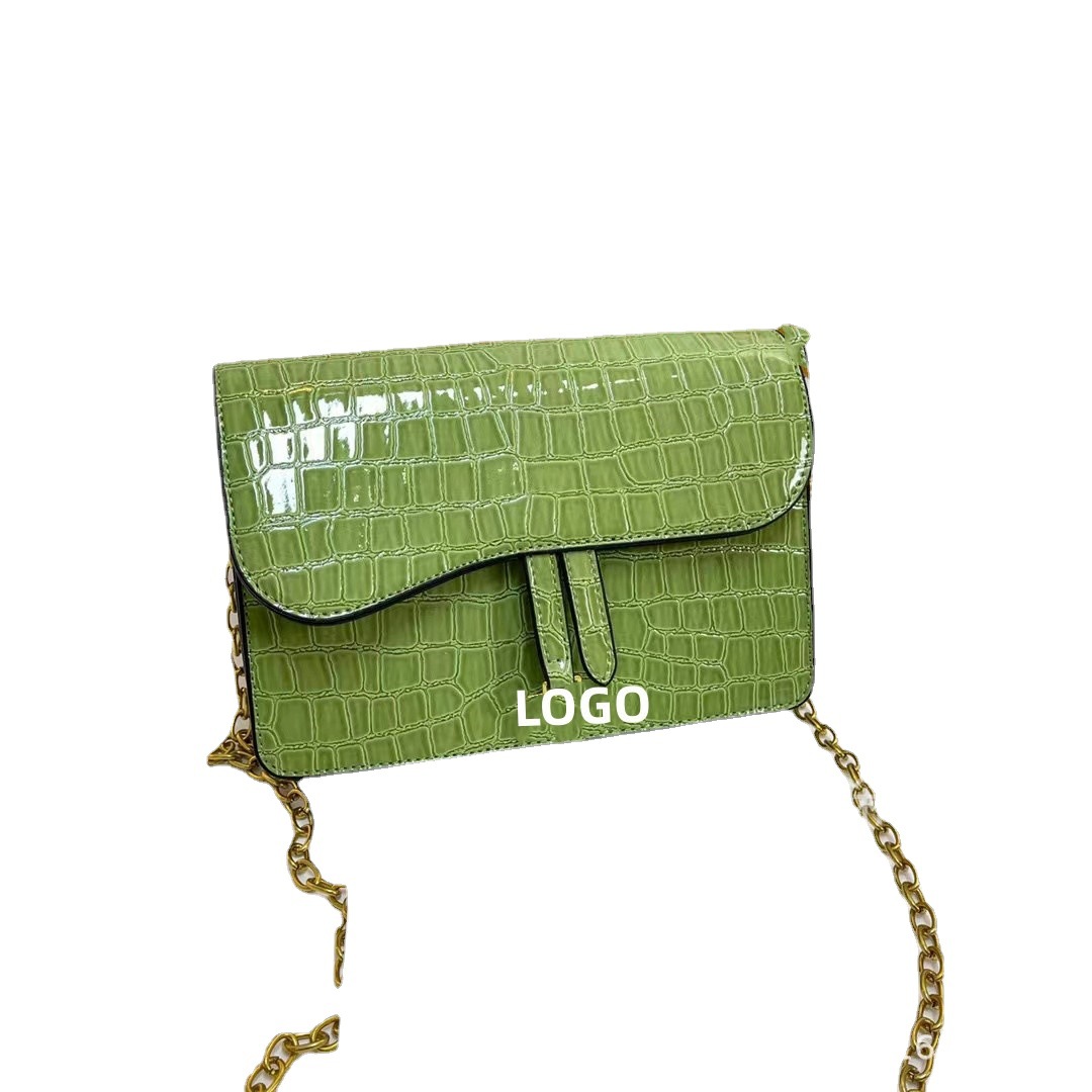 23 New High Luxury Crocodile Pattern Women Bag Versatile Chain Stone Pattern Bag Shoulder Crossbody Mobile Phone Bag Small Square Bag