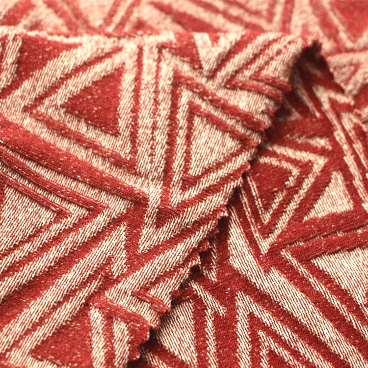 提花移圈单面汗布服装面料针织纬编涤棉氨纶三角形移圈提花单面布