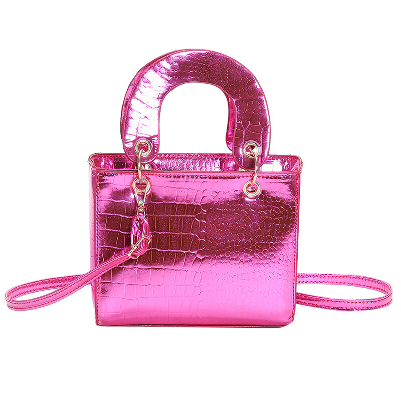 High-Grade Patent Leather Glossy Crocodile Pattern Crescent Ring Handbag 2023 Spring Popular Fashion Shoulder Messenger Bag