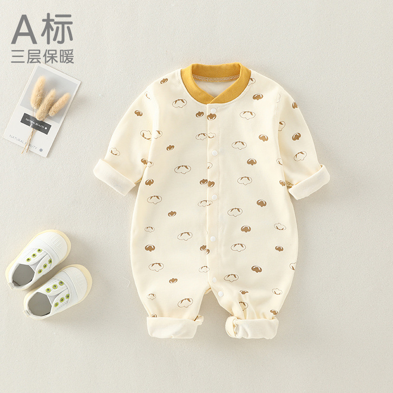 Baby Jumpsuit Spring and Autumn Pure Cotton Bottoming Class a Newborn Romper Female Male Baby Romper Boneless Baby Clothes