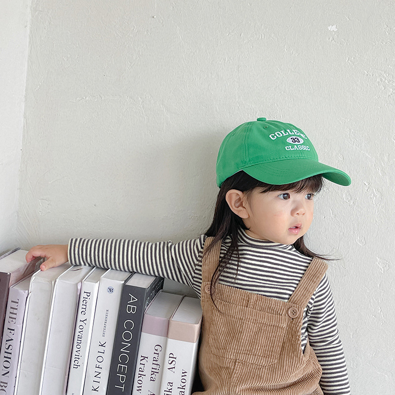 New Children's Peaked Cap Korean Style Cotton Baseball Cap Spring Boys Digital Embroidery 4-12 Years Old Baby Sunhat