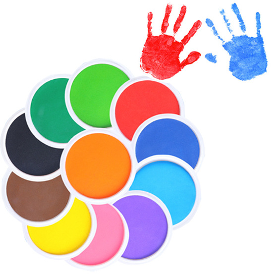 22厘米手指画印泥儿童圆形手指画印泥彩色可水洗手指画手掌印泥