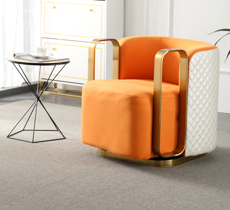 轻奢单人沙发椅北欧现代简约客厅旋转老虎凳休闲网红懒人阳台椅子