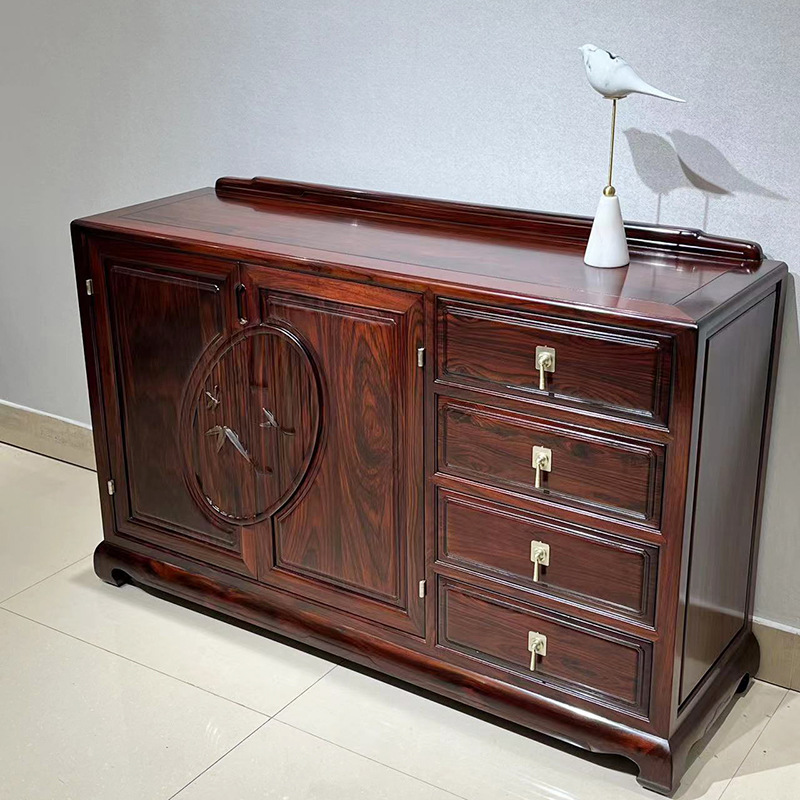 餐边柜一体靠墙印尼黑酸枝客厅餐厅家用红木茶水酒柜收纳储物柜