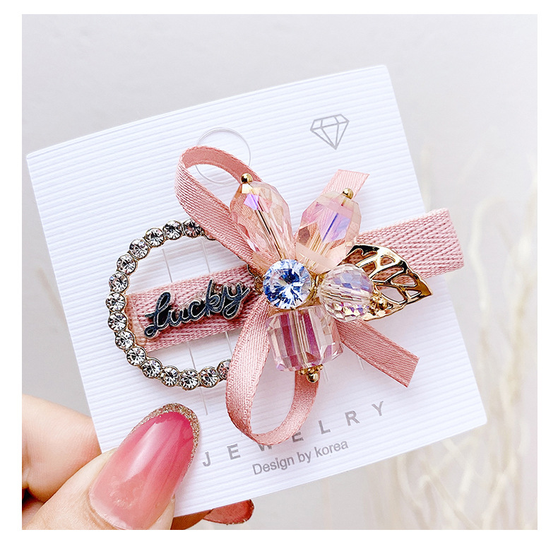 新款小香风设计感鸭嘴夹2022秋气质女生水钻布艺发夹韩版刘海压夹