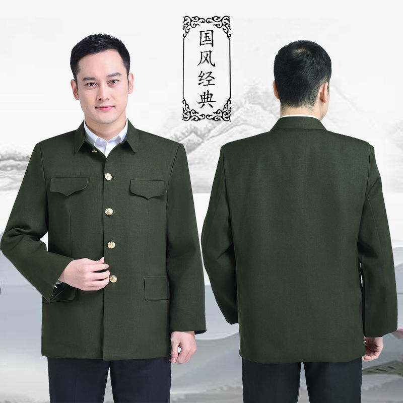 中山装男中老年便服军干服老年人外套老人衣服春秋冬爷爷爸爸服装