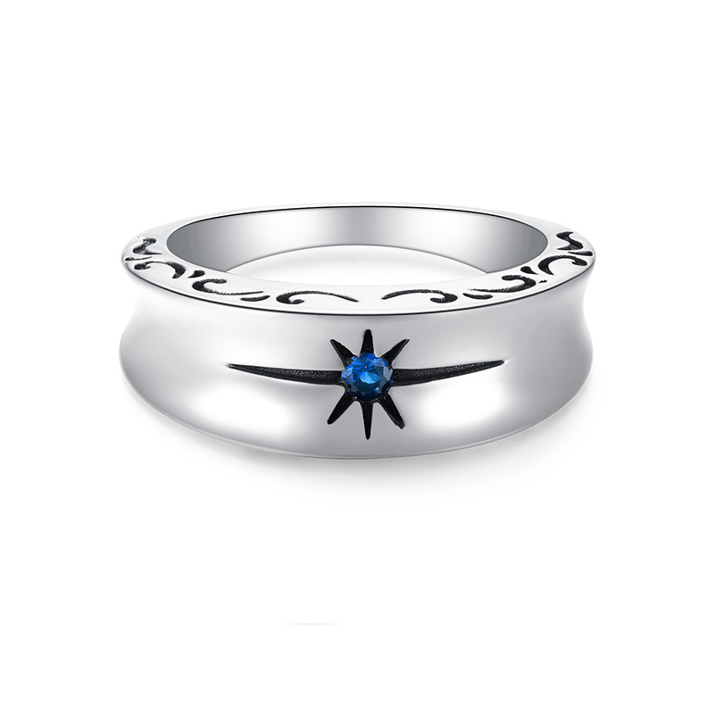 原创设计925泰银复古星芒戒指时尚小众男士个性潮女饰品情侣对戒