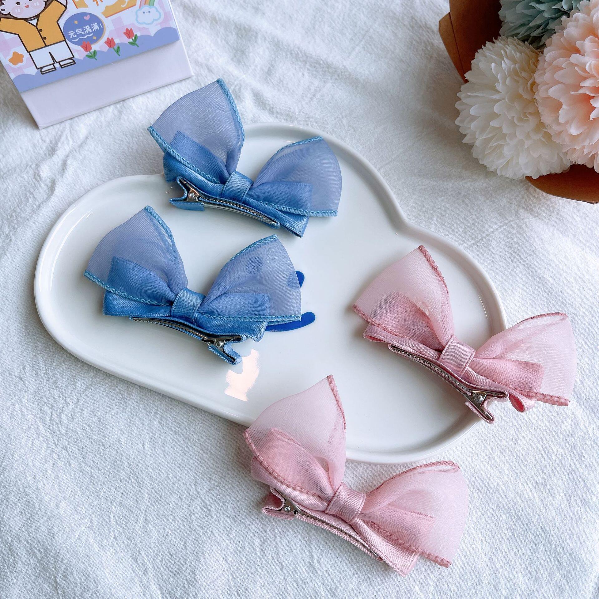 韩国欧根纱立体蝴蝶结发夹儿童发卡女孩甜美公主发夹头花顶夹头饰