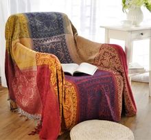 跨境毯子雪尼尔沙发巾圣诞系列红色系波西米亚民族风