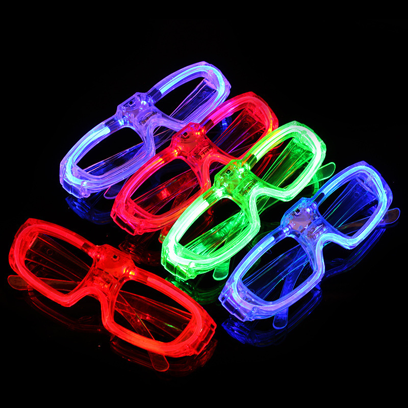 Cross-Border Hot Sale Led Luminous Glasses Christmas Party Square Cold Light Glasses Bar Nightclub Party Supplies Batch