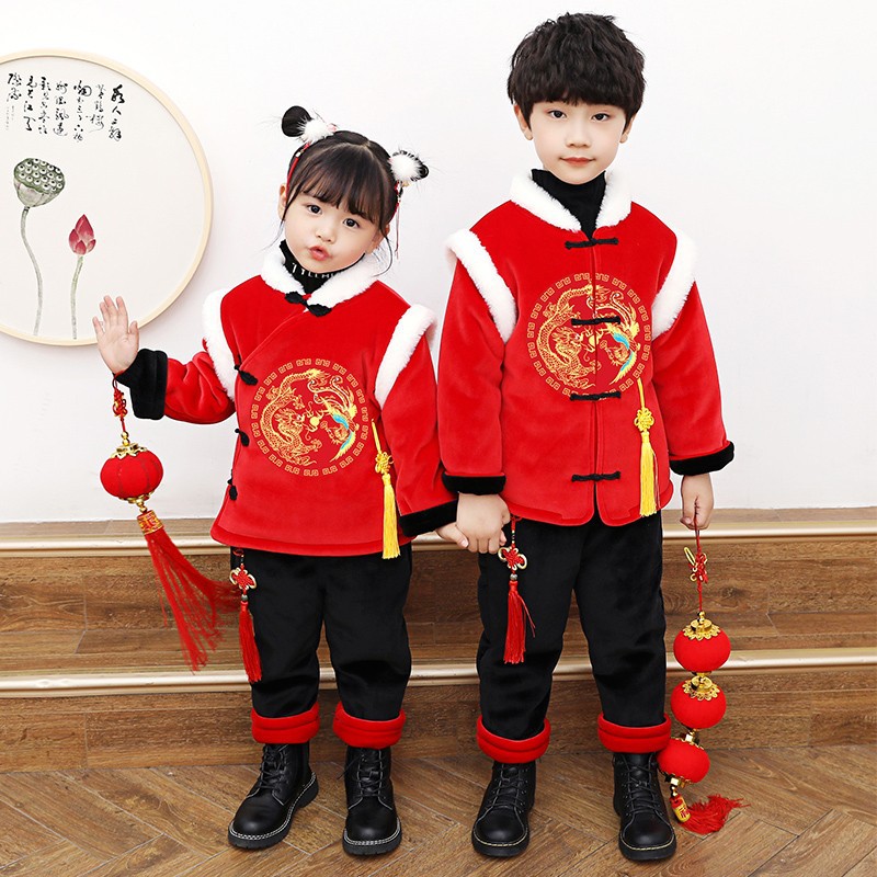 新款唐装中国风周岁礼服宝宝男童汉服春春季套装喜庆拜年服棉冬装