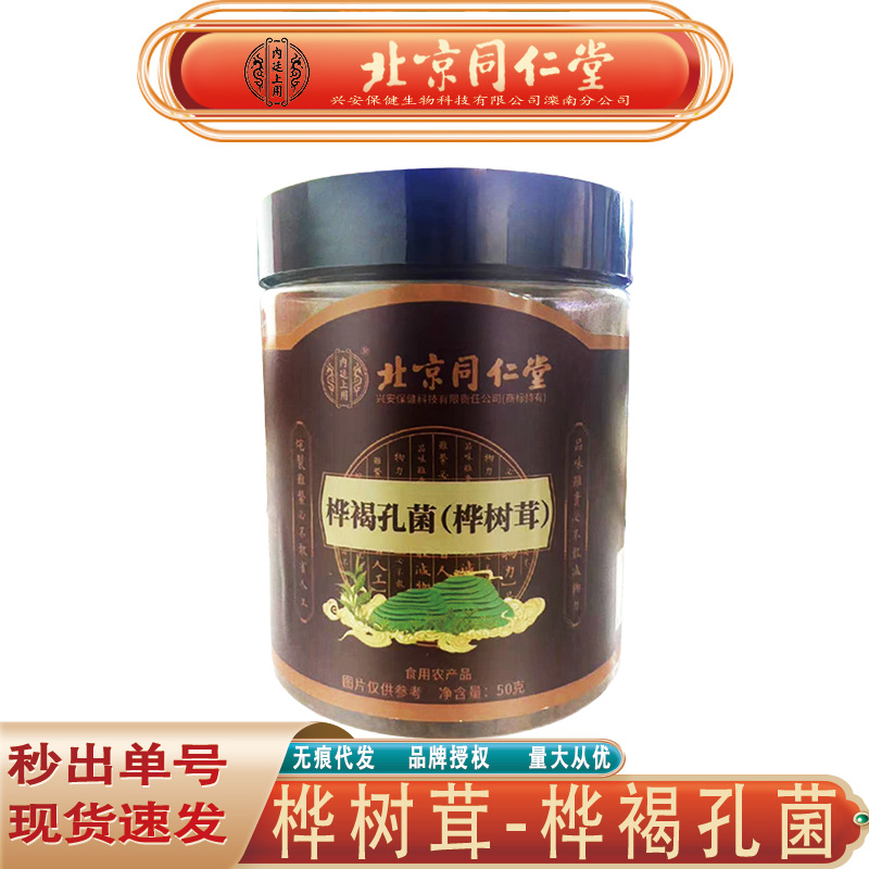 北京同仁堂内廷上用桦树茸 桦褐孔菌东北桦树茸50克/罐无痕代发