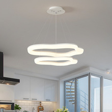 极简客厅吊灯北欧简约白色圆环大厅灯个性创意家用大气主卧室灯具