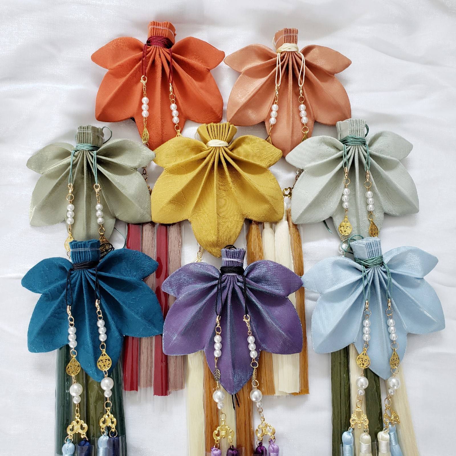 雅集荷包 古法异形枫叶包腰圆汉服配饰流苏抽绳腰佩香囊