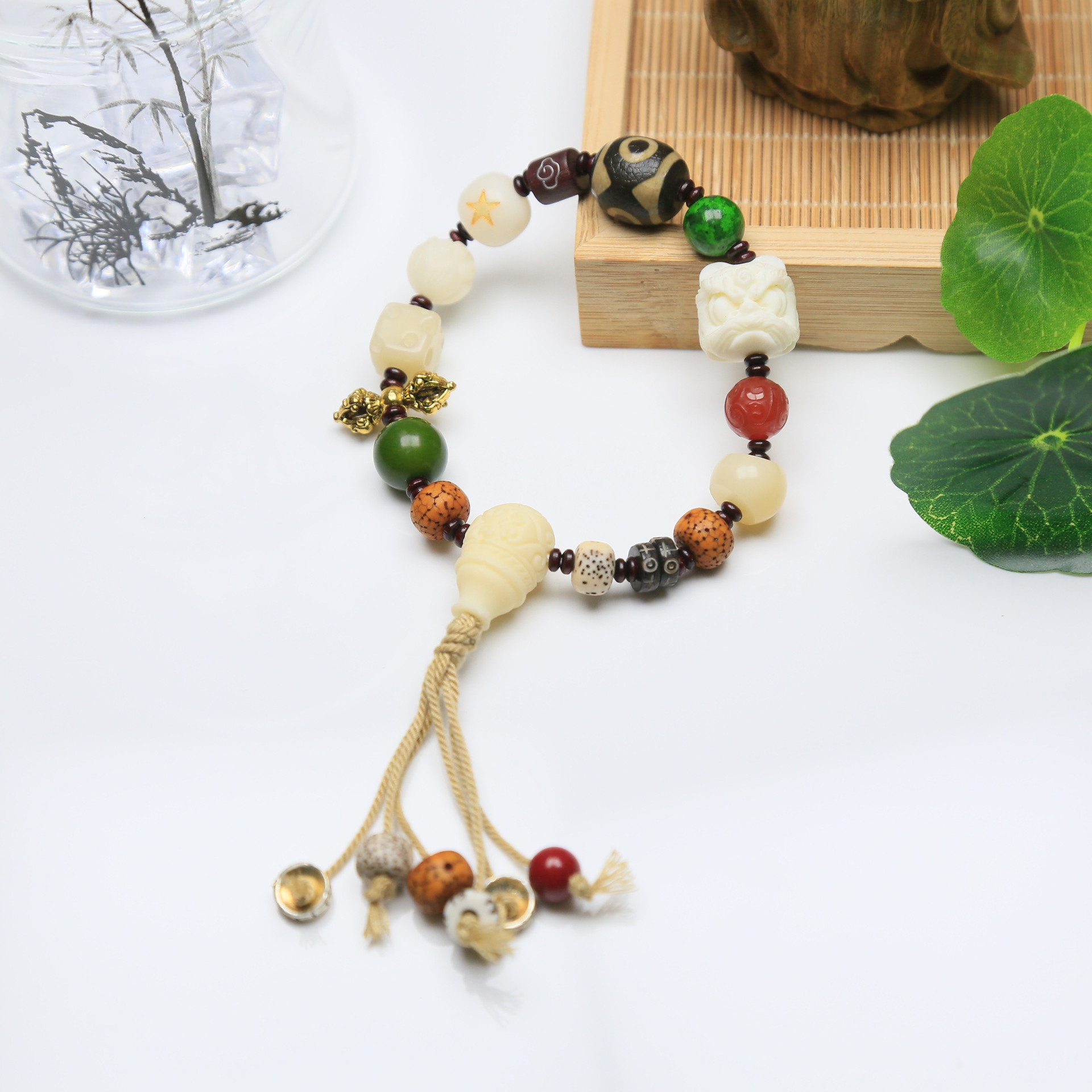 多宝菩提子配醒狮原创diy手链文玩绕指柔手捻盘玩佛珠手串送礼