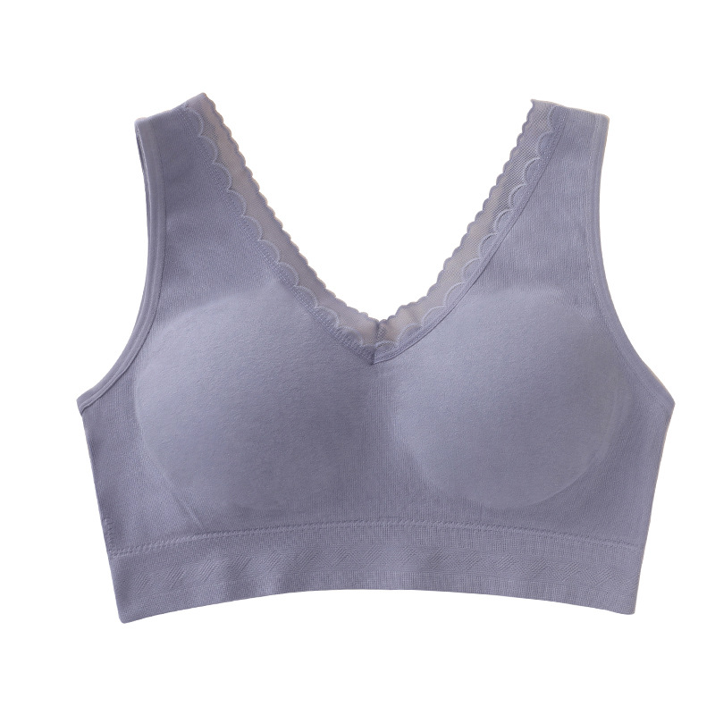 Xinmei Back Fixed Cup Underwear Women's Small Chest Push up Sports Wireless Lace Edge Wrapped Chest Breast Holding Vest Style Text