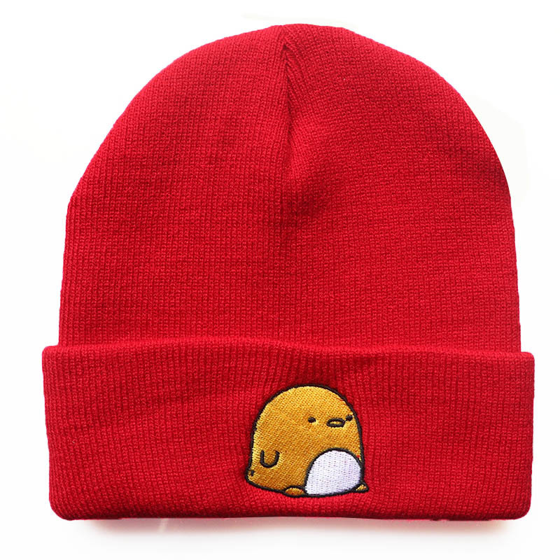 Male and Female Students Cute Animal Cartoon Chicken Cap Embroidery Knitted Hat Outdoor Sports Woolen Cap Cycling Warm Beanie Hat