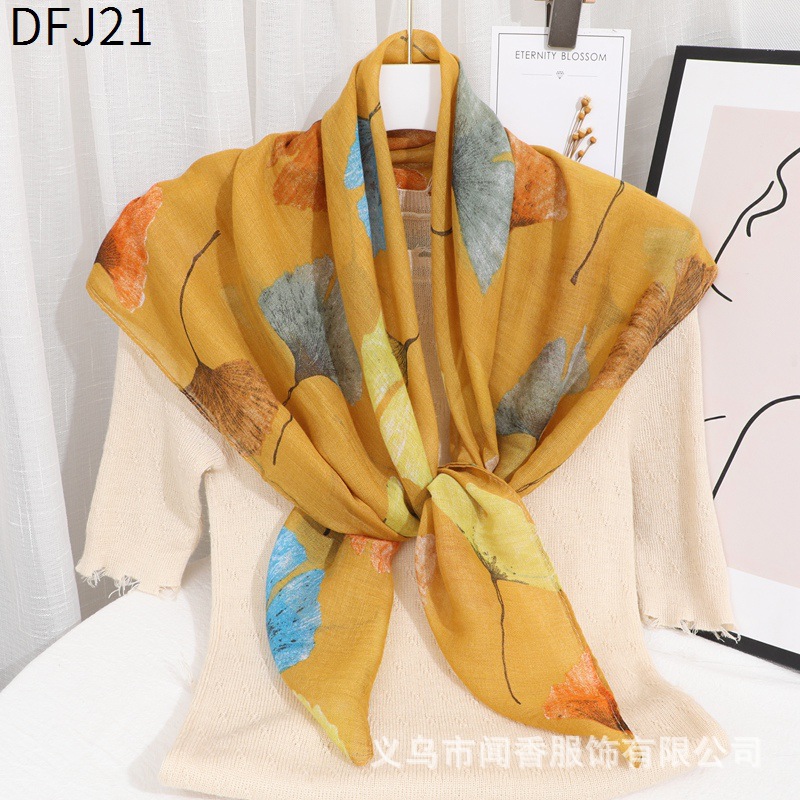 Ethnic Style Closed Toe Large Kerchief 90cm Voile Cotton Thin Scarf Autumn and Winter Warm Shawl Sunscreen Scarf for Women