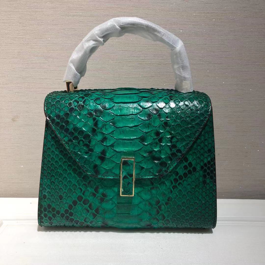 新款蟒蛇皮手提包彩色真蟒蛇皮女士单肩包时尚潮流斜跨包休闲女包