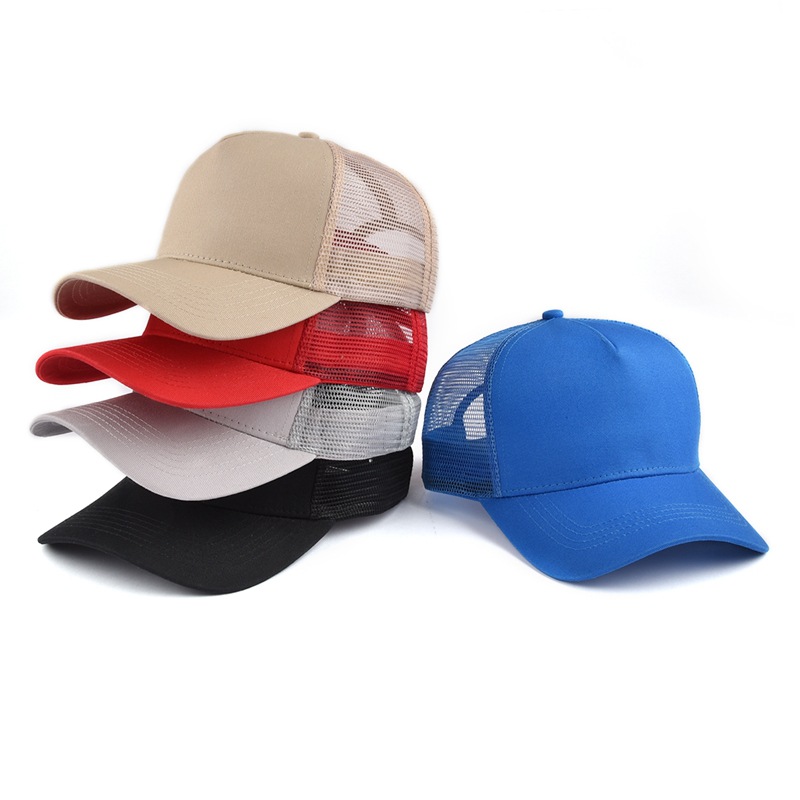 Pure Cotton Five-Piece Mesh Cap in Stock Wholesale Light Board Baseball Mesh Hat Printed Lg Breathable Peaked Cap