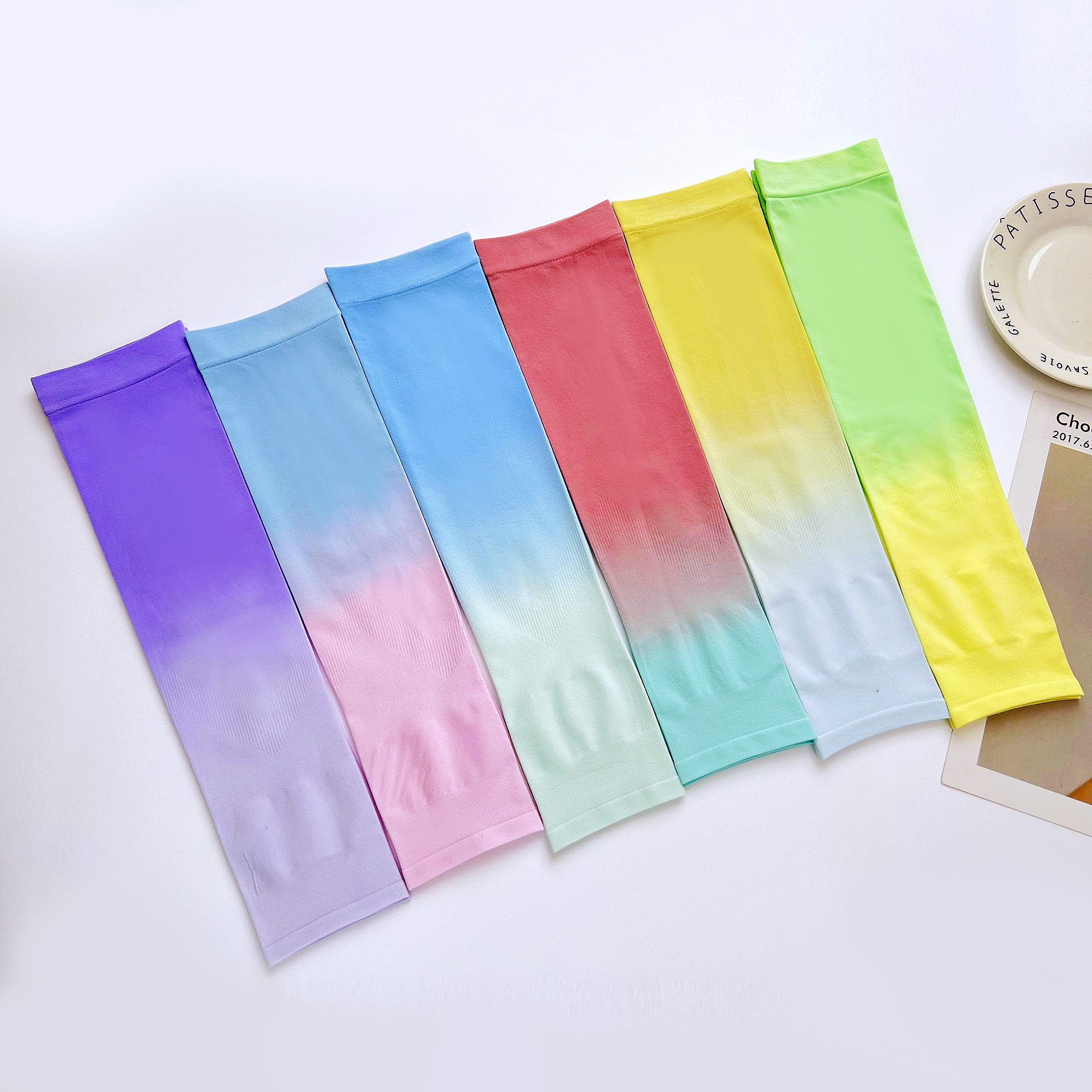 Summer Gradient Color Colorful Ice Sleeve Sets Sun Protection Outdoor Riding Exercise Armguards UV Protection Ice Sleeve Wholesale Spot