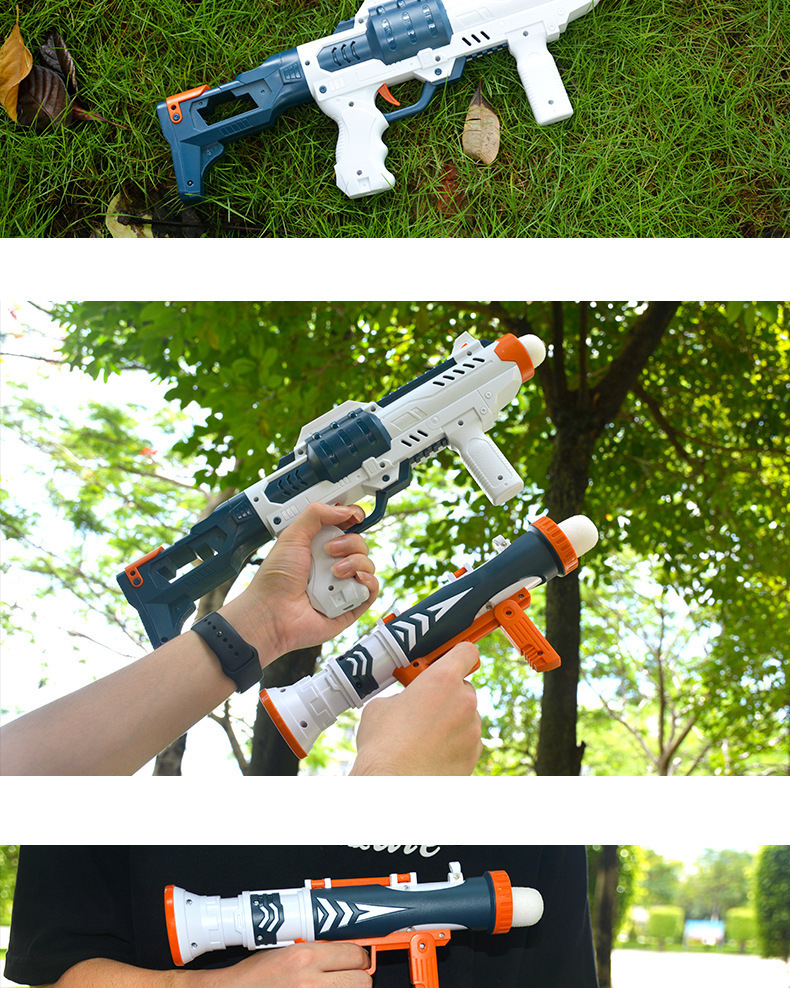 新款儿童六连发弹射软弹枪男孩长款短款手提枪亲子玩具