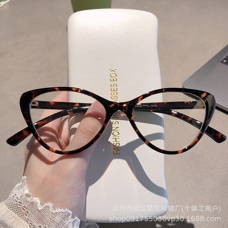 欧美跨境潮流复古猫眼框网红韩系防蓝光大框学院风近视眼镜架批发