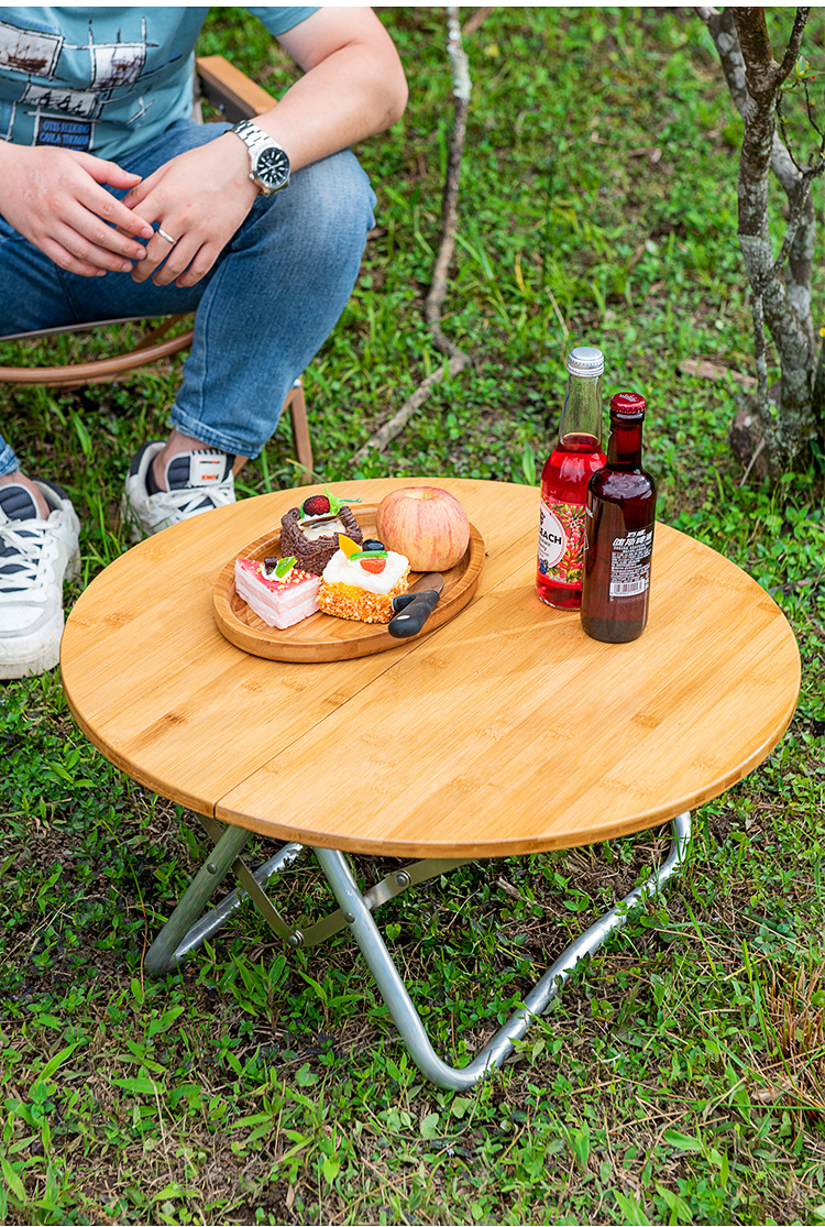 旅游迷你小圆桌野营多功能圆形折叠桌露营折叠桌子户外便携式批发