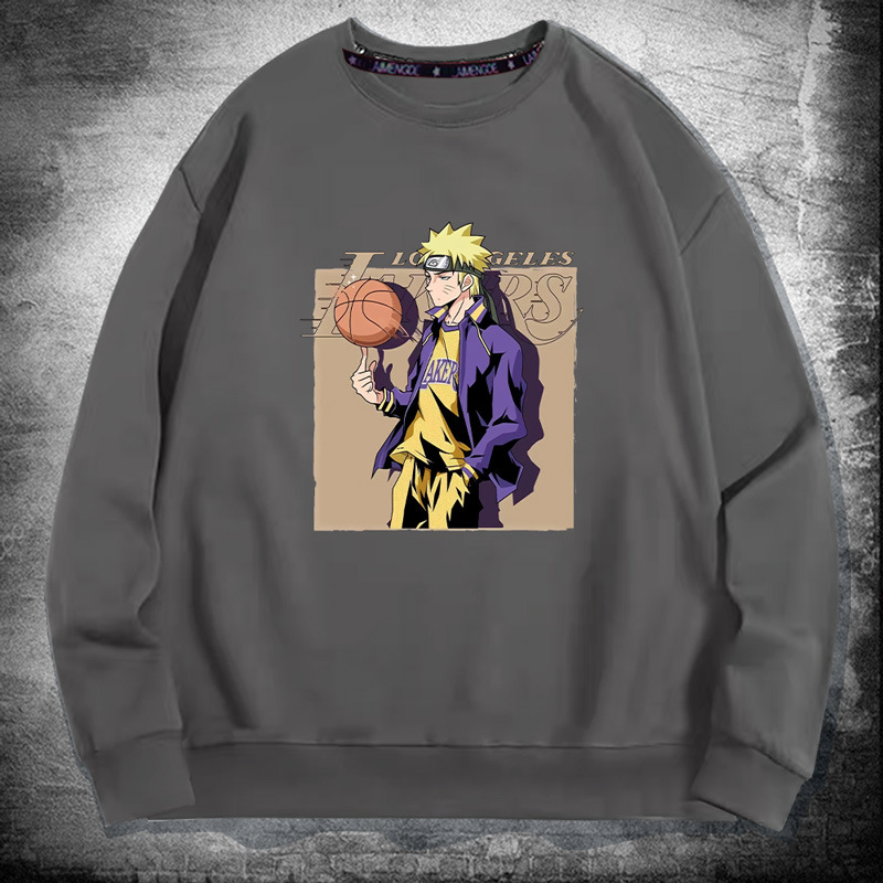 火影忍者圆领卫衣春秋装潮牌日系动漫周边鸣人篮球联名外套上衣服