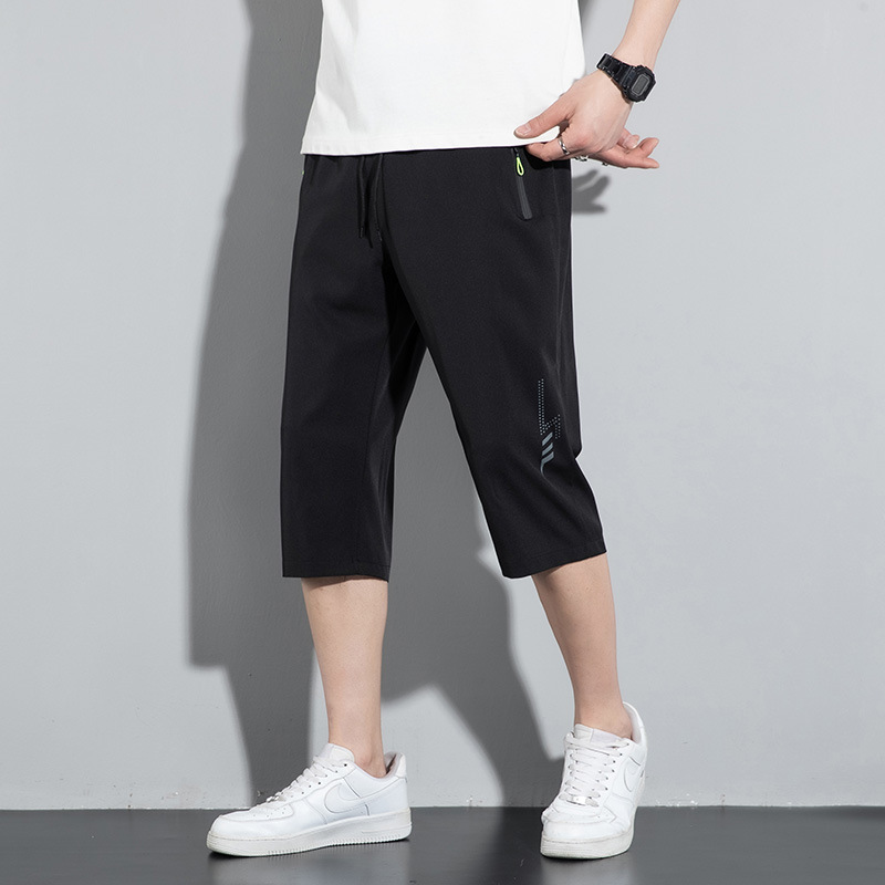 跨境夏季新款冰丝七分裤男薄款休闲速干大码时尚韩版男装裤子外贸