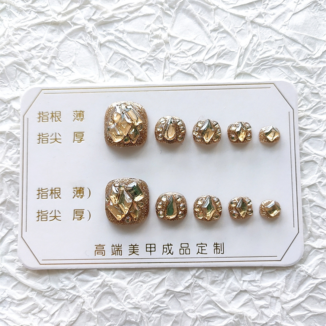 B171 Chain Rhinestone Foot Wear Toenail Detachable Finished Nail Beauty Flash Handmade Phototherapy Fake Foot Nail Sticker