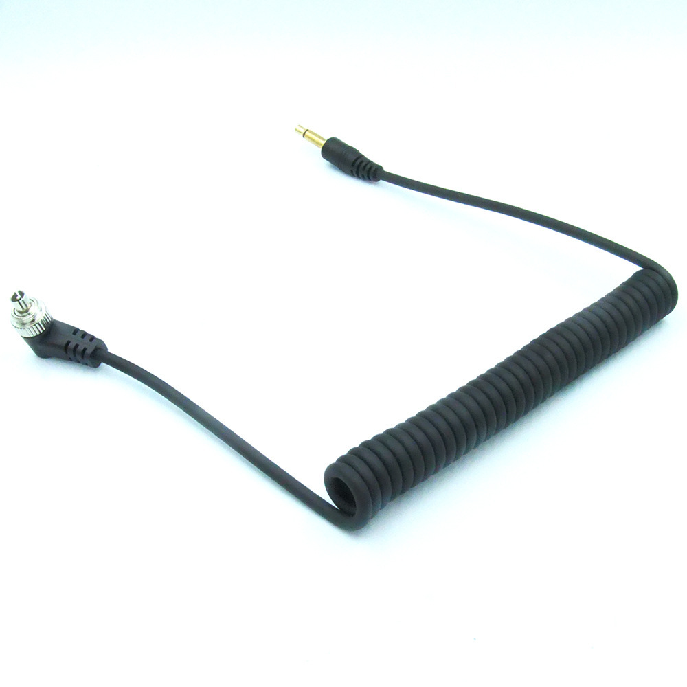 pc-3.5引闪线闪光灯连接线 同步连闪线触发闪光灯pc线 伸缩弹簧线