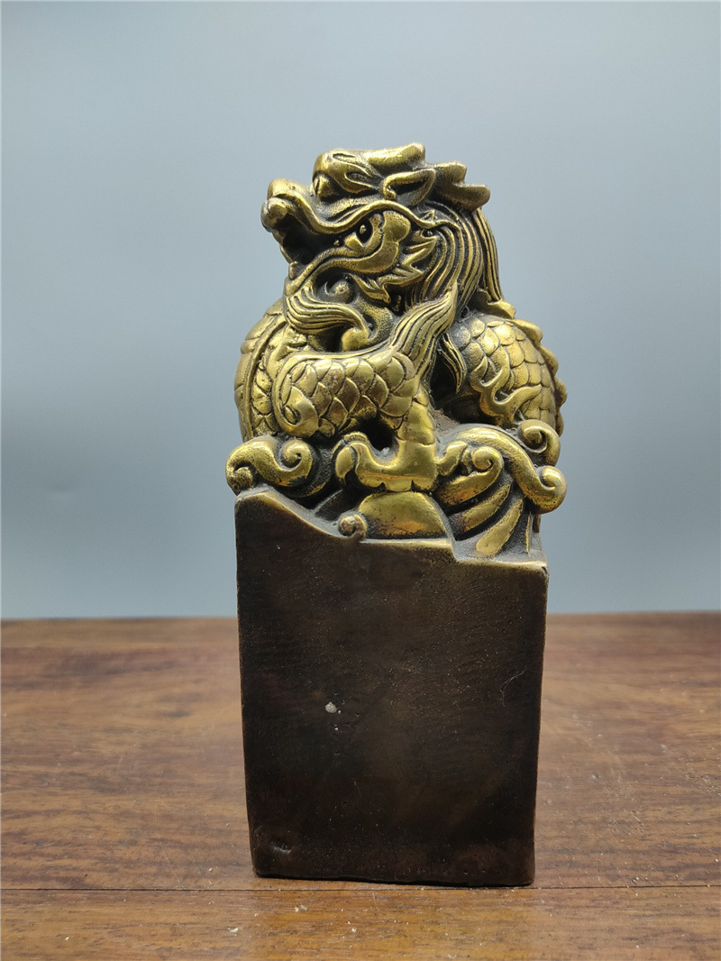 铜器黄铜龙印玉玺龙行天下印章龙头印祥龙赐福飞黄腾达工艺品摆件