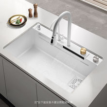 大单槽台下盆厨房水槽SUS304加厚不锈钢白色洗杯器洗碗池台中下盆