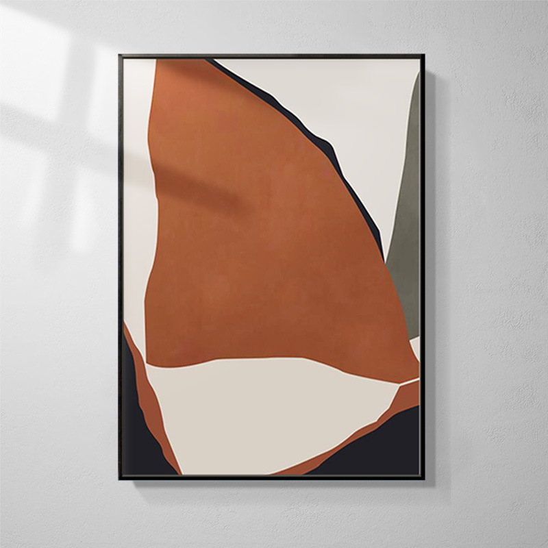 创意几何拼色抽象画现代简美挂画实木实物装饰画客厅样板间玄关画