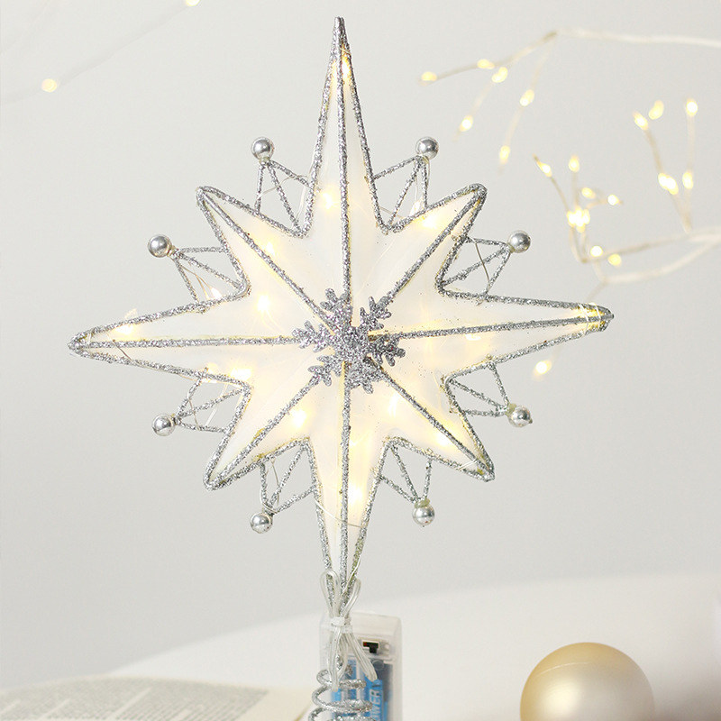 Amazon New Christmas Decorations Led Colorful Wrought Iron Octagonal Star Tree-Top Star Christmas Tree Decorations