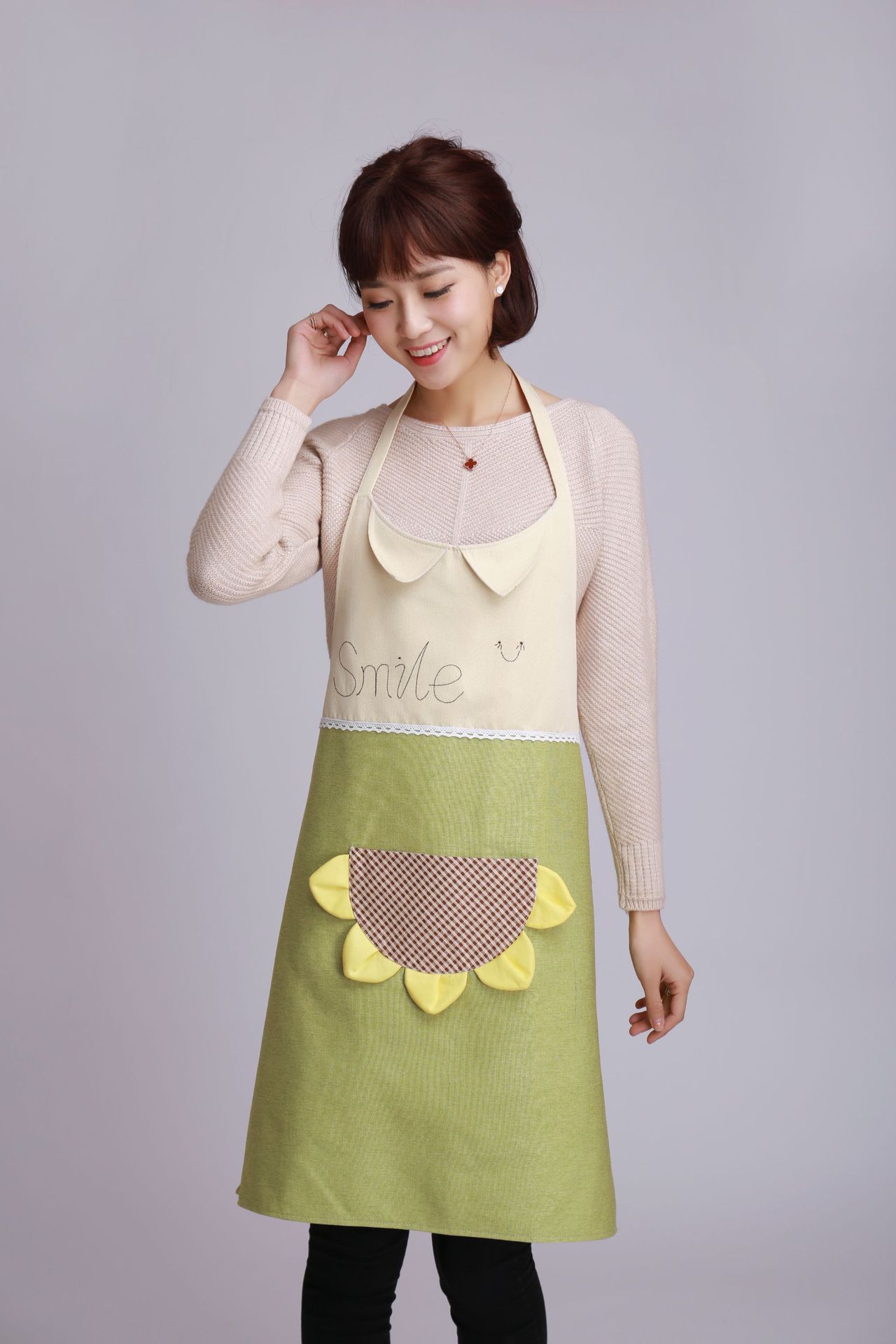 背心围裙女可爱围兜花房简约素净家用厨房围裙 漫笛儿厂家直销