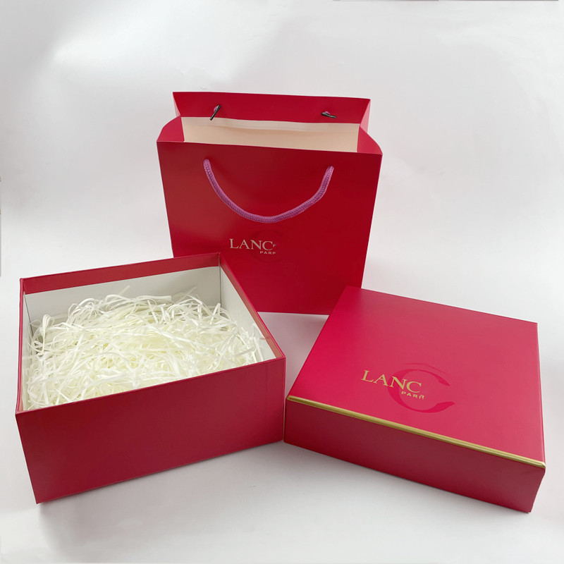 兰家大粉水套装盒小黑瓶护肤品包装礼袋口红手挽袋兰寇香水纸袋子